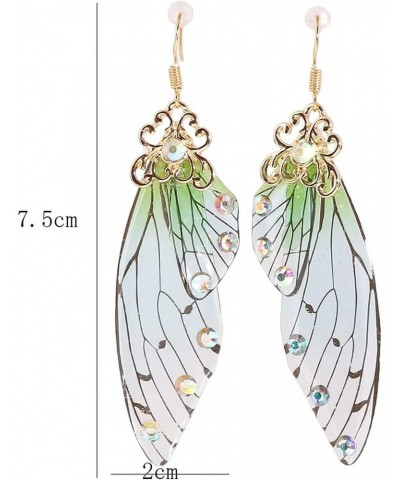 Cicada wings drop earrings For Women Cicada Wing drop earrings crystal earrings Jewelry,Green Practical $4.44 Earrings