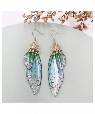 Cicada wings drop earrings For Women Cicada Wing drop earrings crystal earrings Jewelry,Green Practical $4.44 Earrings