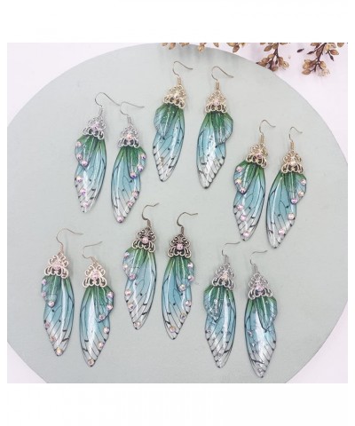 Cicada wings drop earrings For Women Cicada Wing drop earrings crystal earrings Jewelry,Green Practical $4.44 Earrings