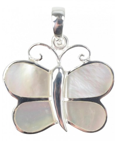 925 Sterling Silver Butterfly Pendant (Pendant Only) by Marisa D'Amico Designs White Mother-of-Pearl $10.79 Pendants