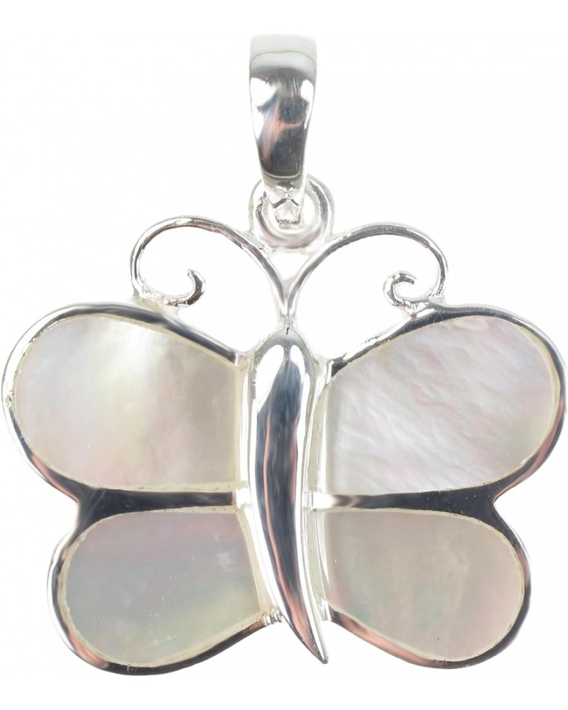 925 Sterling Silver Butterfly Pendant (Pendant Only) by Marisa D'Amico Designs White Mother-of-Pearl $10.79 Pendants