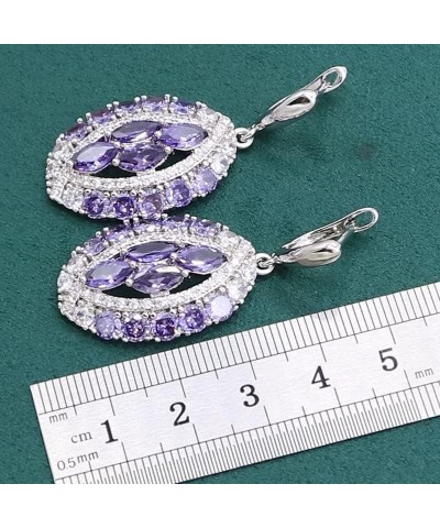 Luxurious Purple Amethyst 925 Sterling Silver Jewelry Set for Women Bracelet Earrings Necklace Pendant Ring Birthday Gift Gre...