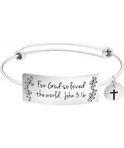 Inspirational Bible Verse Jewelry Christian Bangle Bracelets Women Empowerment Gift for Her For God so loved the world John 3...