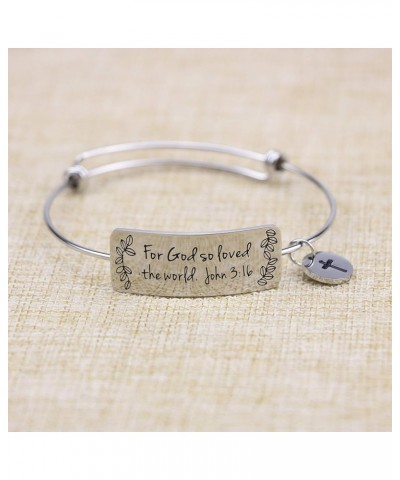 Inspirational Bible Verse Jewelry Christian Bangle Bracelets Women Empowerment Gift for Her For God so loved the world John 3...