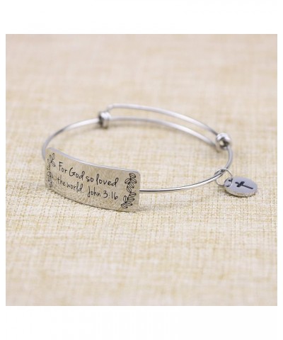 Inspirational Bible Verse Jewelry Christian Bangle Bracelets Women Empowerment Gift for Her For God so loved the world John 3...