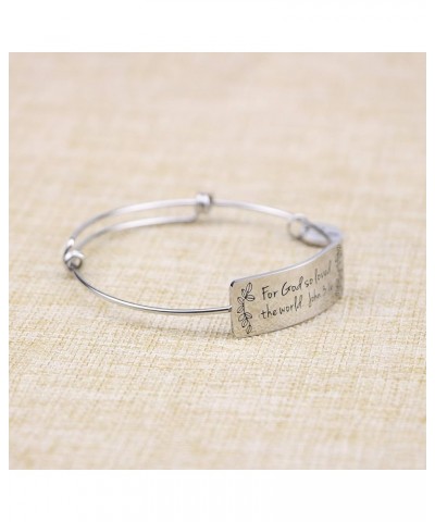 Inspirational Bible Verse Jewelry Christian Bangle Bracelets Women Empowerment Gift for Her For God so loved the world John 3...