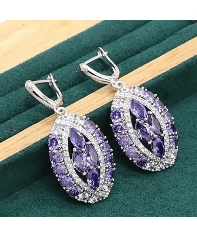 Luxurious Purple Amethyst 925 Sterling Silver Jewelry Set for Women Bracelet Earrings Necklace Pendant Ring Birthday Gift Gre...