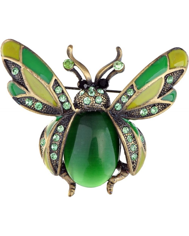 Peridot Crystal Rhinestone Ladybug Fly Insect Fashion Jewelry Brooch Pin Green $12.59 Brooches & Pins