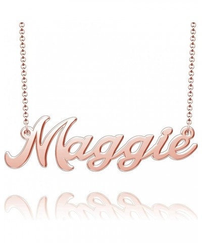 Sterling Silver Pendant Customized Plate Personalized Name Necklace Gift for Women Couple Maggie Rose Gold $10.49 Necklaces