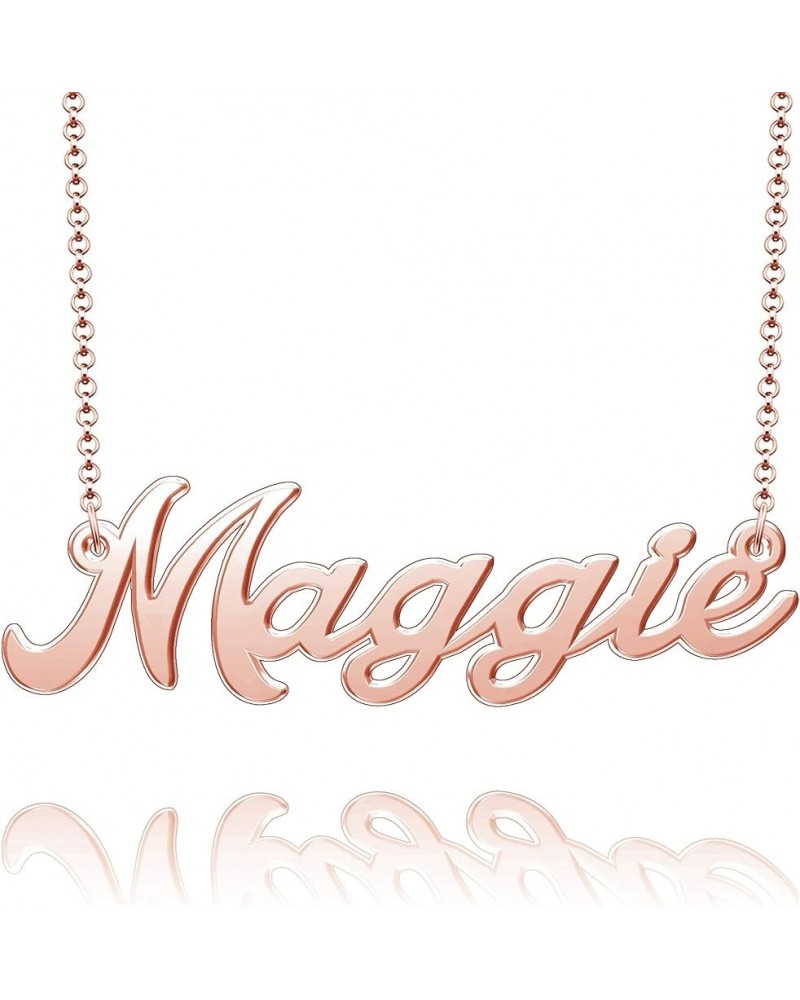 Sterling Silver Pendant Customized Plate Personalized Name Necklace Gift for Women Couple Maggie Rose Gold $10.49 Necklaces