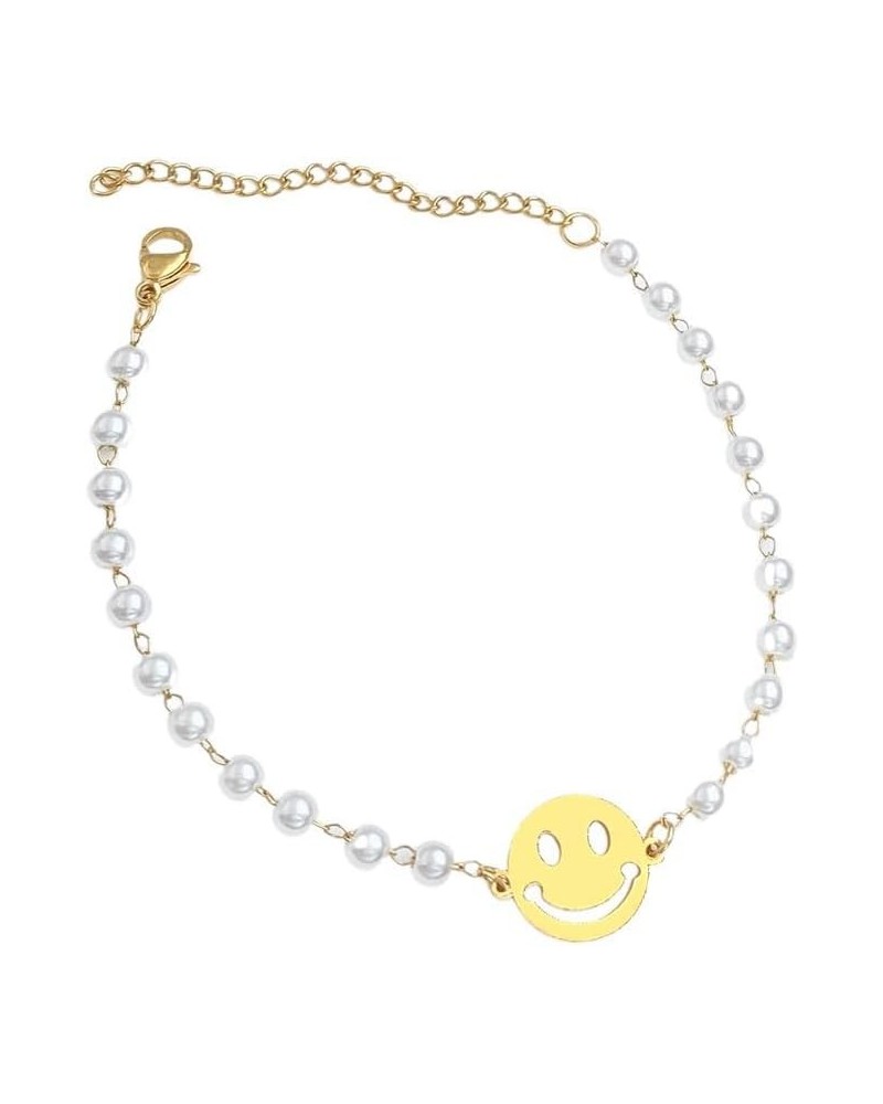 Bracelet for Women Gold Chain， 14K Gold Plated Stainless Steel Simple Jewelry Bracelet for Girls Beach style smile $5.60 Brac...