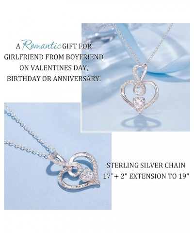 Girlfriend Necklace, Valentines Gifts for Girlfriend, Sterling Silver Infinity Heart Necklace for Girlfriend, I Love You Neck...