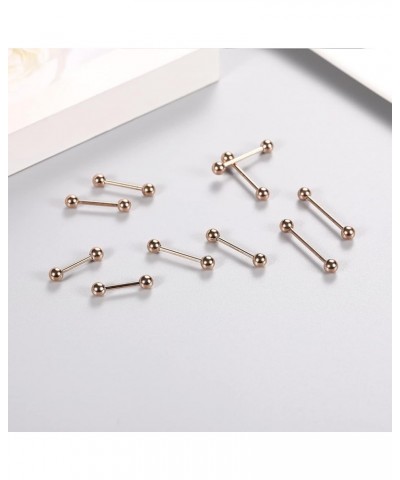 5 Pairs Nipple Ring 14G Tongue Rings Surgical Steel Screw Nipple Tongue Barbell Nipple Piercings Straight Nipple Rings for Wo...