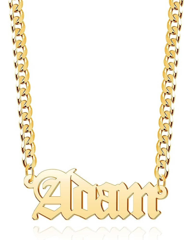 Custom Name Necklace Personalized for Women 18k Gold Plated Initial Nameplate Engraved Pendant Customizable Necklace Custom N...