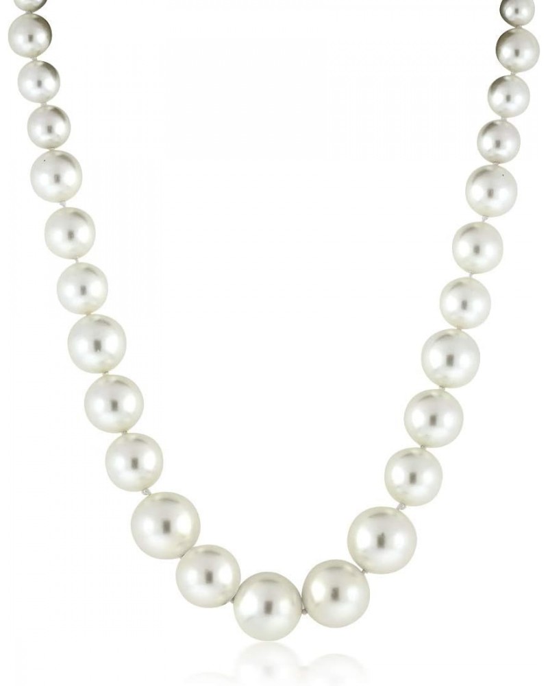 Round White Shell Pearl Necklace For Women Strand Wedding Gift Jewelry (Round 8MM to 16MM, 18 Inches Length) $10.00 Necklaces