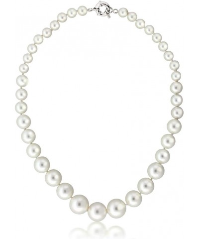 Round White Shell Pearl Necklace For Women Strand Wedding Gift Jewelry (Round 8MM to 16MM, 18 Inches Length) $10.00 Necklaces