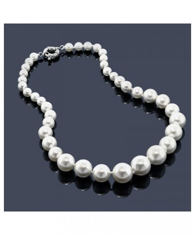 Round White Shell Pearl Necklace For Women Strand Wedding Gift Jewelry (Round 8MM to 16MM, 18 Inches Length) $10.00 Necklaces