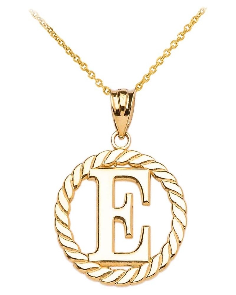 Polished 14k Yellow Gold Personalized Initial "A-Z" Roped Circle Pendant Necklace E $127.09 Necklaces