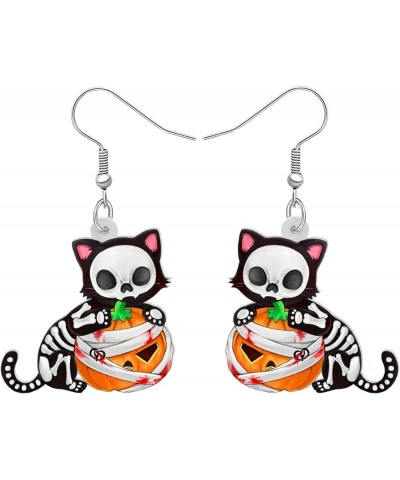 Halloween Cute Black Cat Pumpkin Earrings Hypoallergenic Dangle Party Favors Jewelry Charms For Women Girl Kids Gifts Grey $7...