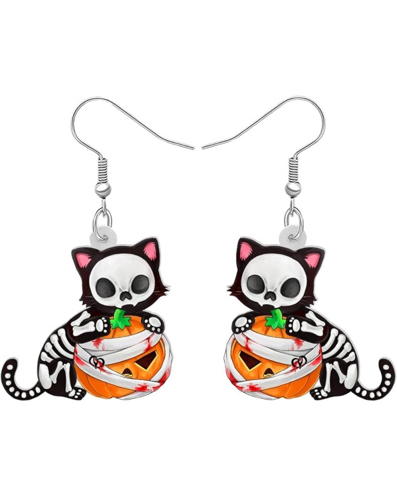 Halloween Cute Black Cat Pumpkin Earrings Hypoallergenic Dangle Party Favors Jewelry Charms For Women Girl Kids Gifts Grey $7...