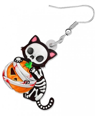 Halloween Cute Black Cat Pumpkin Earrings Hypoallergenic Dangle Party Favors Jewelry Charms For Women Girl Kids Gifts Grey $7...