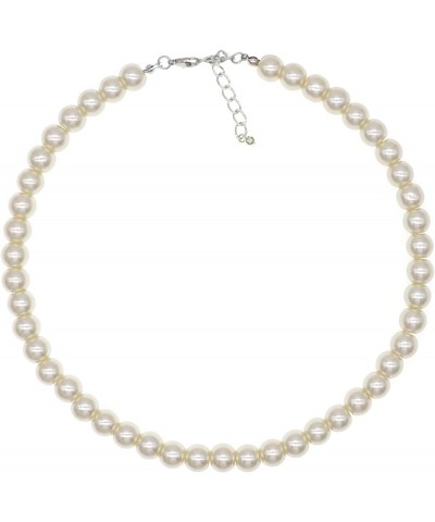 Long Simulated Shell Pearl Strand Necklace For Women 10mm AAA+ Pearl Choker Statement Necklace White $9.00 Necklaces