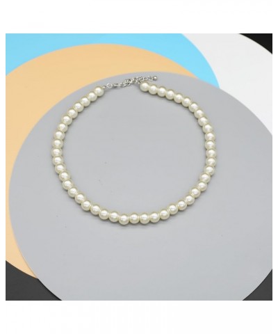 Long Simulated Shell Pearl Strand Necklace For Women 10mm AAA+ Pearl Choker Statement Necklace White $9.00 Necklaces