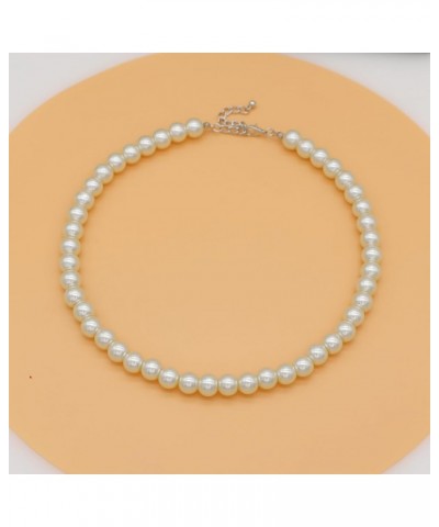 Long Simulated Shell Pearl Strand Necklace For Women 10mm AAA+ Pearl Choker Statement Necklace White $9.00 Necklaces