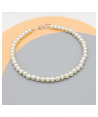 Long Simulated Shell Pearl Strand Necklace For Women 10mm AAA+ Pearl Choker Statement Necklace White $9.00 Necklaces