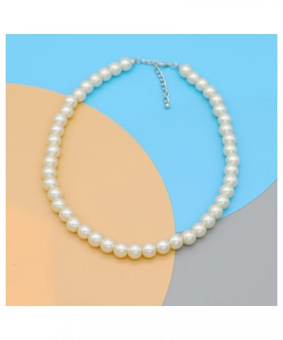 Long Simulated Shell Pearl Strand Necklace For Women 10mm AAA+ Pearl Choker Statement Necklace White $9.00 Necklaces