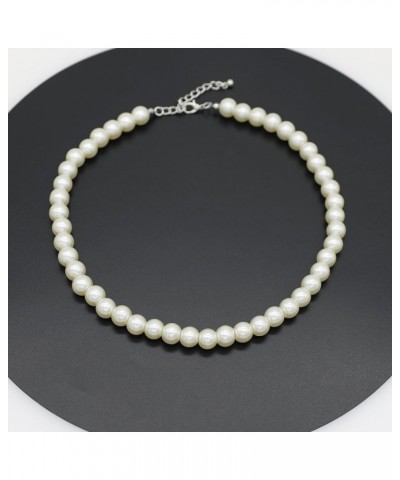 Long Simulated Shell Pearl Strand Necklace For Women 10mm AAA+ Pearl Choker Statement Necklace White $9.00 Necklaces