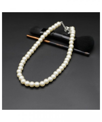 Long Simulated Shell Pearl Strand Necklace For Women 10mm AAA+ Pearl Choker Statement Necklace White $9.00 Necklaces