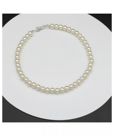 Long Simulated Shell Pearl Strand Necklace For Women 10mm AAA+ Pearl Choker Statement Necklace White $9.00 Necklaces