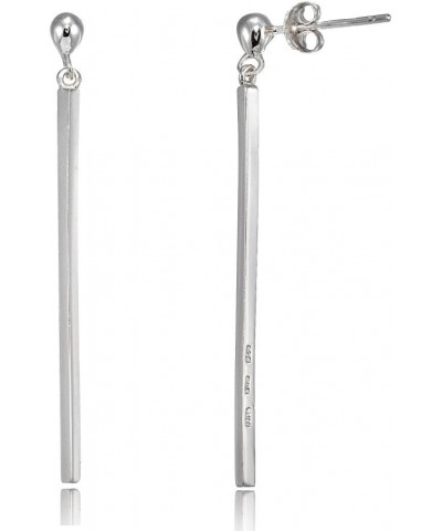 925 Sterling Silver Polished Long Bar Dangle Bead Earrings for Women Teen Girls | Silver, Yellow Gold, Rose Gold Sterling Sil...