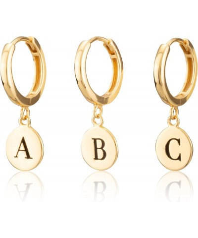 Sterling Silver 18K Yellow Gold Plated Women's Disc Huggie Earring with Engraved Initial – Sold as Half Pair Initial H (Sold ...