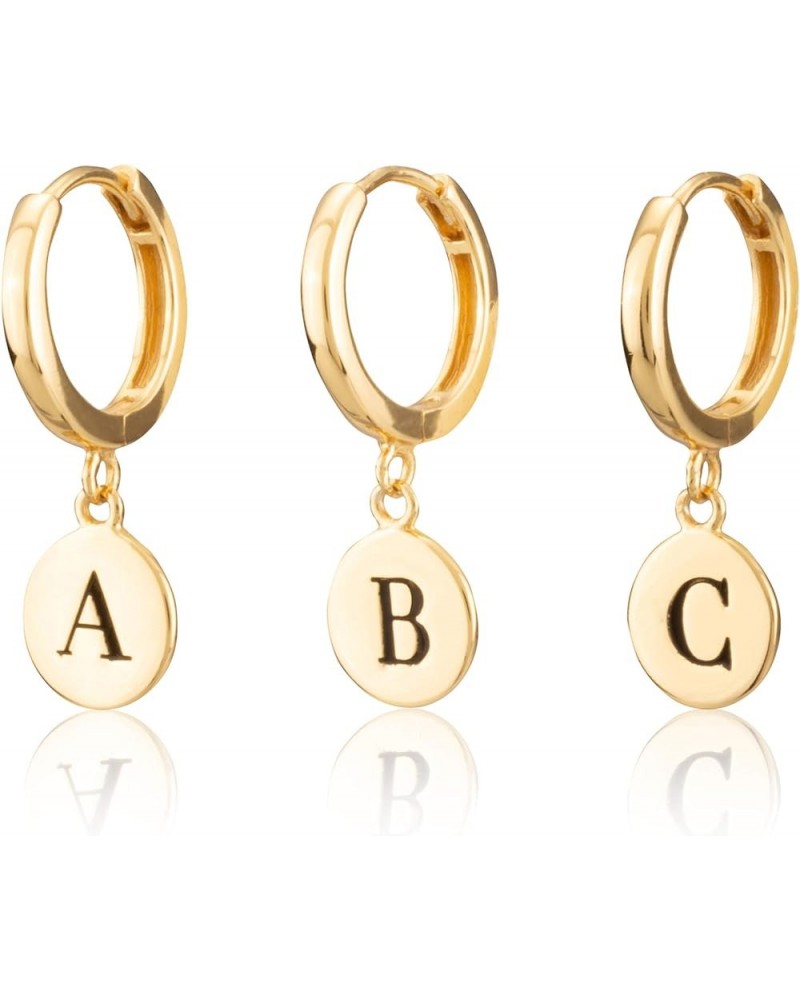 Sterling Silver 18K Yellow Gold Plated Women's Disc Huggie Earring with Engraved Initial – Sold as Half Pair Initial H (Sold ...