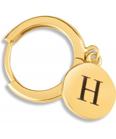 Sterling Silver 18K Yellow Gold Plated Women's Disc Huggie Earring with Engraved Initial – Sold as Half Pair Initial H (Sold ...