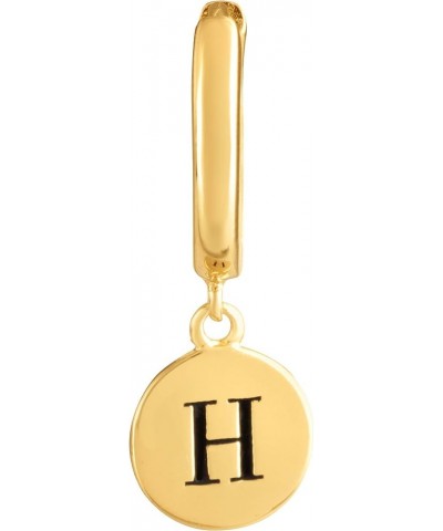 Sterling Silver 18K Yellow Gold Plated Women's Disc Huggie Earring with Engraved Initial – Sold as Half Pair Initial H (Sold ...