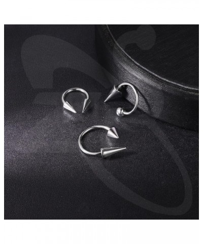 16G Spiked Horseshoe Nose Septum Rings, Stainless Steel Daith Earrings Spike Lip Ring, Nipple Helix Rook Piercing Jewelry for...