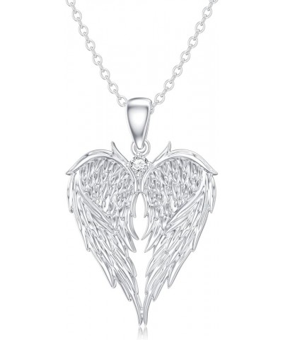 Diamond Angel Wing Necklace for Women in 925 Sterling Silver Type 1 $49.45 Necklaces