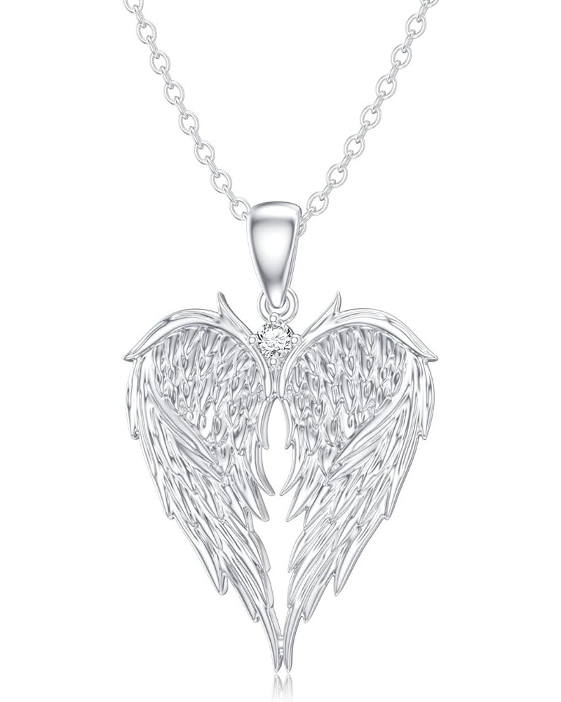 Diamond Angel Wing Necklace for Women in 925 Sterling Silver Type 1 $49.45 Necklaces