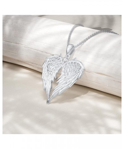 Diamond Angel Wing Necklace for Women in 925 Sterling Silver Type 1 $49.45 Necklaces