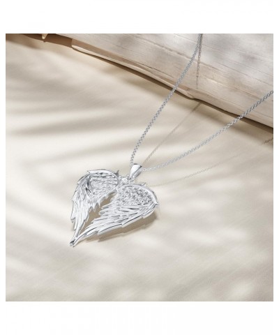 Diamond Angel Wing Necklace for Women in 925 Sterling Silver Type 1 $49.45 Necklaces