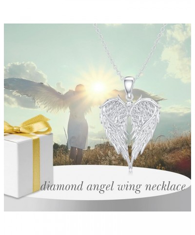 Diamond Angel Wing Necklace for Women in 925 Sterling Silver Type 1 $49.45 Necklaces