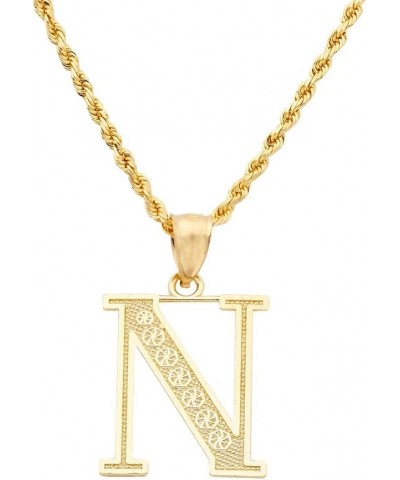 10K Yellow Gold Diamond Cut A to Z Alphabet Initial Letter Charm Pendant (Medium Size) N $51.01 Pendants