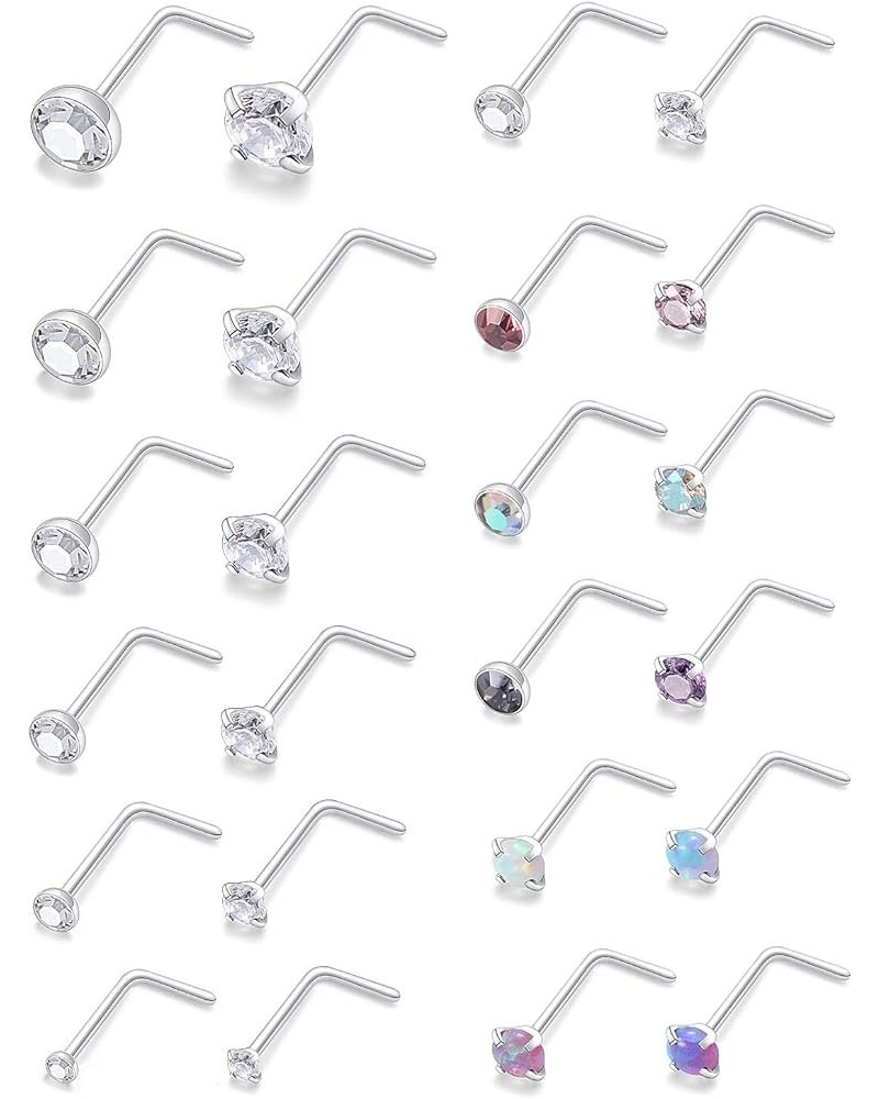 Lsnevsie 18G 20G 22G Surgical Steel Opal Nose Rings Studs for Women Men Nose Piercing Jewelry Top Diamond 1.5mm 2mm 2.5mm 3mm...