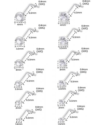 Lsnevsie 18G 20G 22G Surgical Steel Opal Nose Rings Studs for Women Men Nose Piercing Jewelry Top Diamond 1.5mm 2mm 2.5mm 3mm...