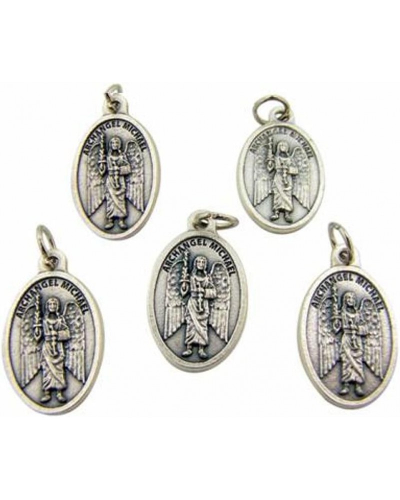 Lot of 5 Archangel Saint St Michael 1 Inch Silver Tone Pray for Us Medal $9.89 Necklaces