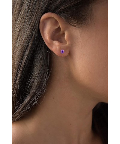 Genuine 10K Gold Round Natural Birthstone Stud Earrings - 6mm Amethyst Rose Gold $31.17 Earrings