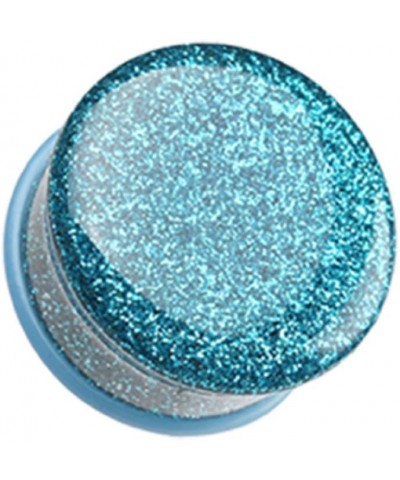 Glitter Shimmer Single Flared Ear Gauge Plug (Sold by Pair) 0 GA, Teal $10.59 Body Jewelry